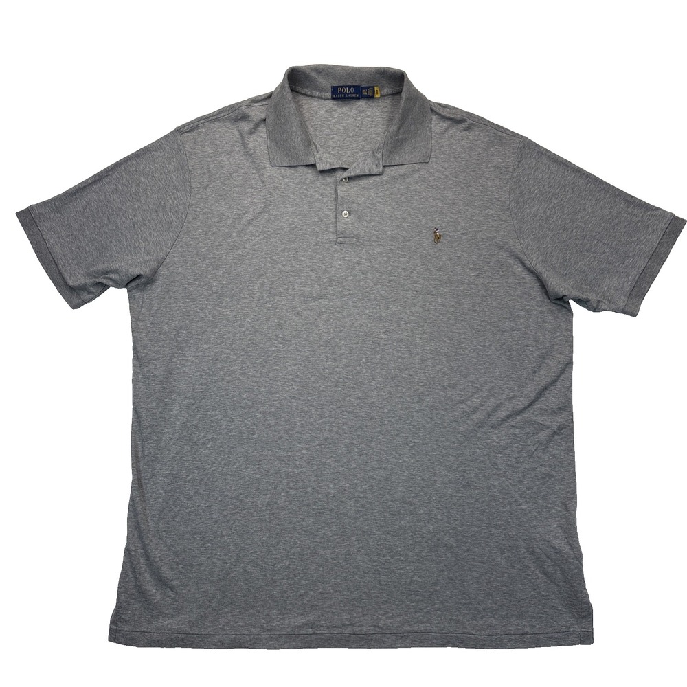 Polo Ralph Lauren Shirt Mens 3XLT Flesh Pony Logo Collared Gray Short Sleeve